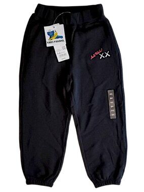NWT Uniqlo KAWS x Warhol Kids Graphic Sweatpants 3-4 Black 100% Cotton